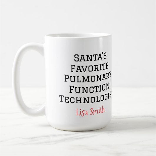 Personalized Santa's Pulmonary technologist コーヒーマグカップ (左)