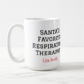 Personalized Santa's Respiratory Therapist コーヒーマグカップ (左)