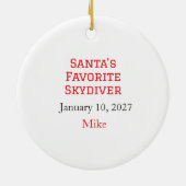 Personalized Santa's Skydiving セラミックオーナメント (裏面)