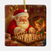 Personalized Santa's Strategy Session セラミックオーナメント (正面)