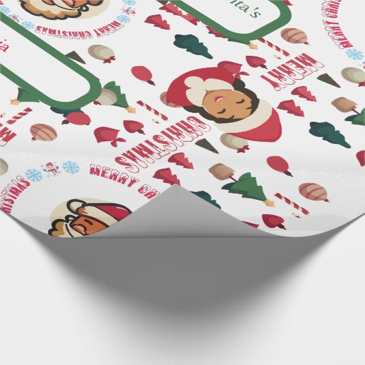 Personalized Santa's Workshop Christmas Gift Wrap ラッピングペーパー (角)