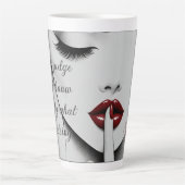 Personalized Sassy Quote Red Lips Beauty Glam Chic カフェラテマグ (正面)