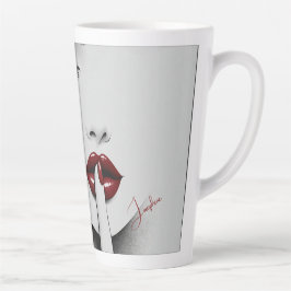 Personalized Sassy Quote Red Lips Beauty Glam Chic カフェラテマグ