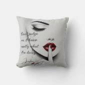 Personalized Sassy Quote Red Lips Beauty Glam Chic クッション (正面)