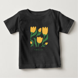 Personalized Scandi Floral Birthday ベビーTシャツ