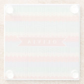 Personalized Scandinavian Pastel Knit Pattern Name ガラスコースター (裏面)
