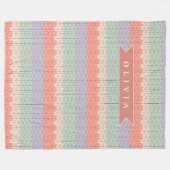 Personalized Scandinavian Pastel Knit Pattern Name フリースブランケット (正面(横))