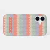 Personalized Scandinavian Pastel Knit Pattern Name iPhone 16ケース (裏面横)