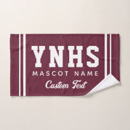Personalized School Colors & Initials, Team Spirit ハンドタオル