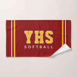 Personalized School Initials Softball Sport Team ハンドタオル