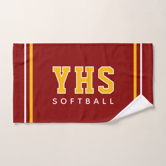 Personalized School Initials Softball Sport Team ハンドタオル (ハンドタオル)