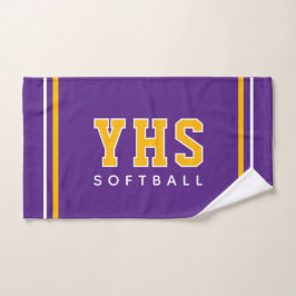 Personalized School Initials Softball Sport Team ハンドタオル