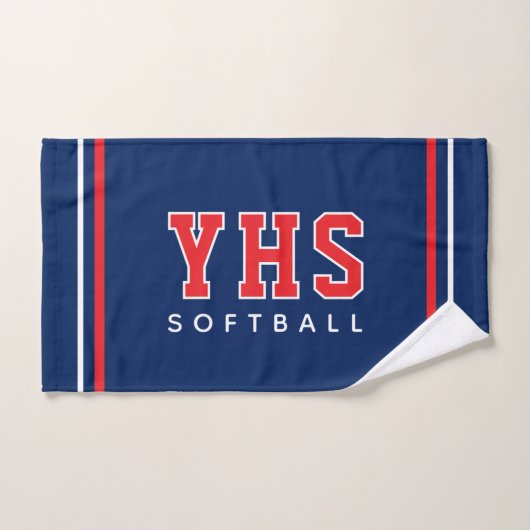 Personalized School Initials Softball Sport Team ハンドタオル (ハンドタオル)