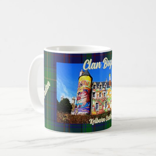 Personalized Scottish Clan Boyle's Kelburn Castle コーヒーマグカップ (正面左)