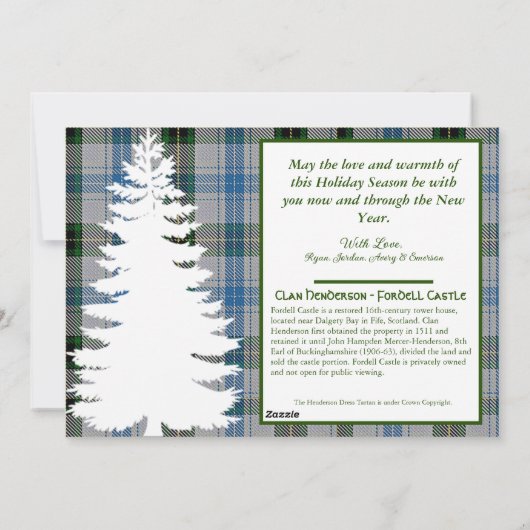 Personalized Scottish Clan Henderson Tartan シーズンカード (裏面)