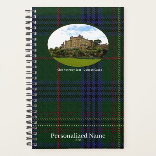 Personalized Scottish Clan Kennedy Tartan & Castle プランナー手帳 (正面)