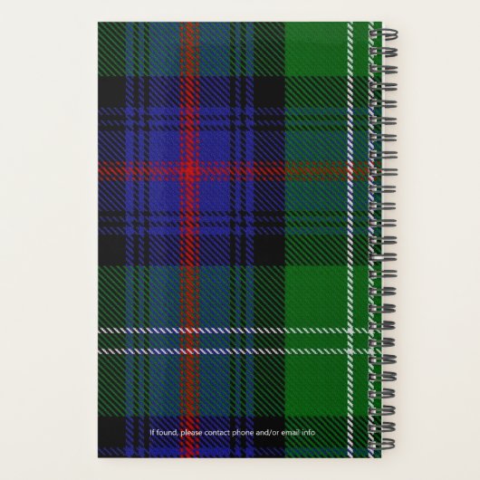 Personalized Scottish Clan Sutherland Tartan プランナー手帳 (裏面)