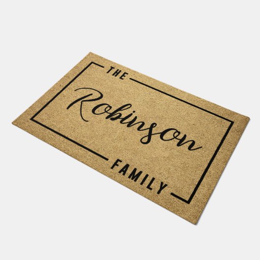 Personalized Script Family Name Doormat Custom ドアマット (アングル)