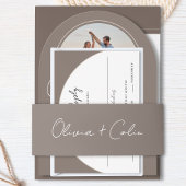 Personalized Script First Names Taupe Wedding 招待状ベリーバンド