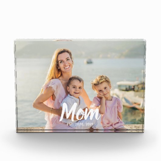 Personalized Script Mom Established Photo Keepsake フォトブロック (正面)