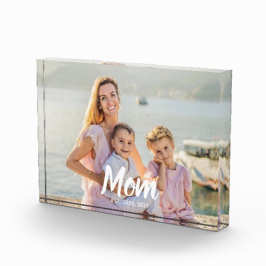 Personalized Script Mom Established Photo Keepsake フォトブロック (右)
