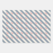Personalized Script Name Blue Cream Candy Stripe ラッピングペーパーシート (正面3)