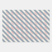 Personalized Script Name Blue Cream Candy Stripe ラッピングペーパーシート (正面)