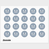 Personalized Script Name Monogram Dusty Blue ラウンドシール (シート)