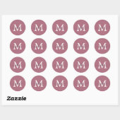 Personalized Script Name Monogram Dusty Rose ラウンドシール (シート)