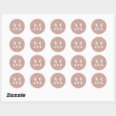 Personalized Script Name Monogram Dusty Rose ラウンドシール (シート)