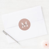 Personalized Script Name Monogram Dusty Rose ラウンドシール (封筒)