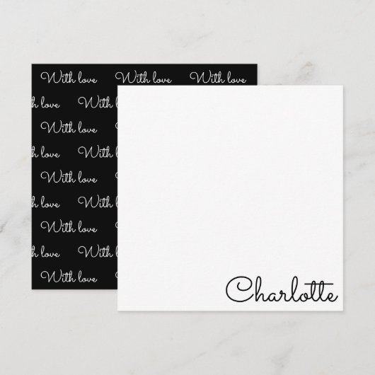 Personalized Script Name  Note Card ノートカード (正面/裏面)