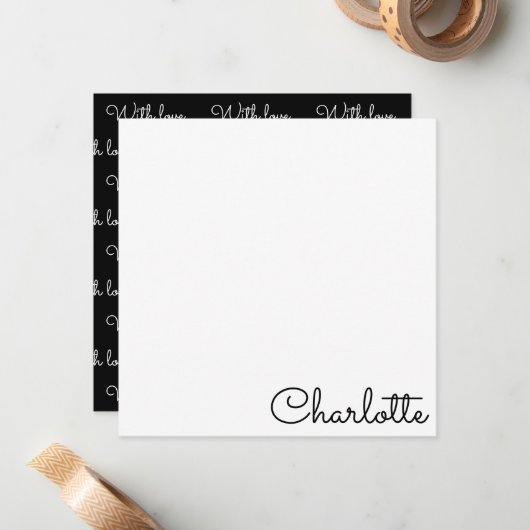 Personalized Script Name  Note Card ノートカード (正面/裏面インサイチュ)
