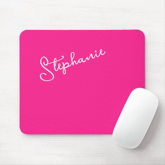 Personalized Script Name Stylish Bright Hot Pink  マウスパッド (マウス)