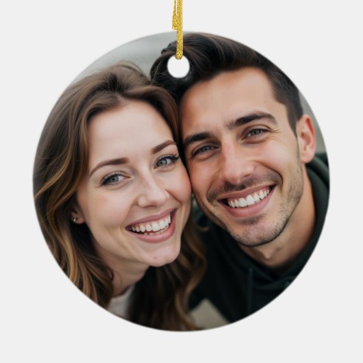 Personalized Script Photo Engagement セラミックオーナメント (裏面)