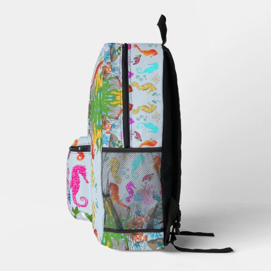 Personalized Seahorse Ocean Kids Backpack, Custom  プリントバックパック (右)