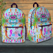 Personalized Seahorse Ocean Kids Backpack, Custom  プリントバックパック