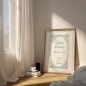 Personalized Seashells Ribbon Birth Info Poster ポスター