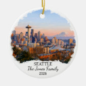 Personalized Seattle Ornament, Custom Washington セラミックオーナメント (正面)