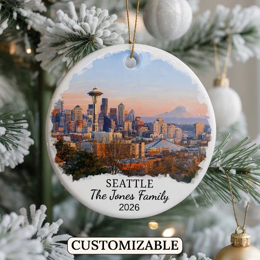 Personalized Seattle Ornament, Custom Washington セラミックオーナメント