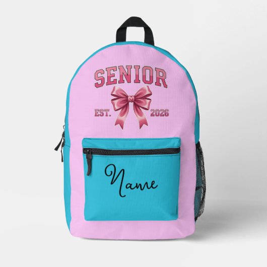Personalized Senior 2026 with Pink Bow  プリントバックパック (正面)