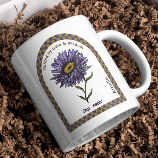 Personalized September Birth Month Flower コーヒーマグカップ