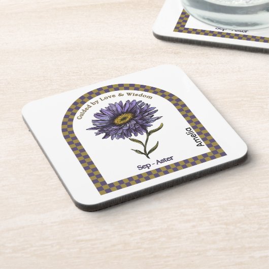 Personalized September Birth Month Flower Coaster コースター (左側)