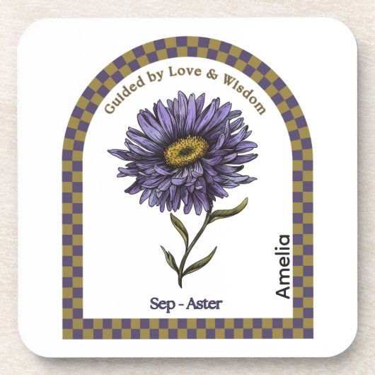 Personalized September Birth Month Flower Coaster コースター (正面)