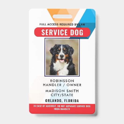 Personalized Service Dog バッジ (正面)