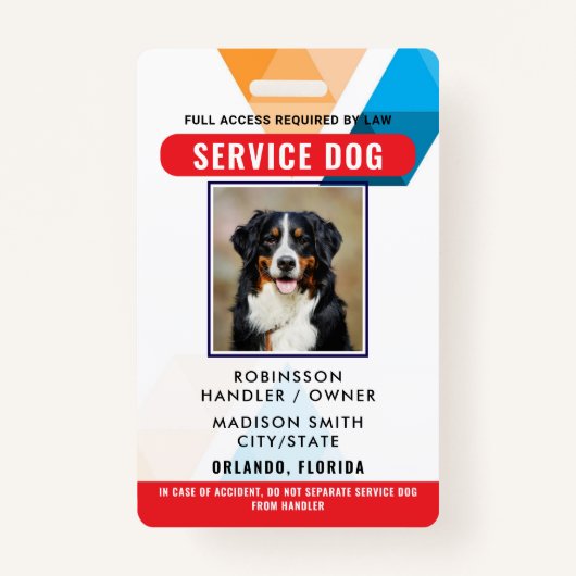 Personalized Service Dog バッジ (正面)