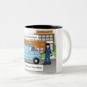 Personalized Service Van Blue - Female Cartoon ツートーンマグカップ (正面右)