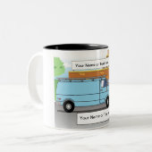 Personalized Service Van Blue - Female Cartoon ツートーンマグカップ (正面左)