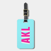 Personalized Shadow Monogram Blue Hot Pink Custom ラゲッジタグ (正面縦)