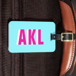 Personalized Shadow Monogram Blue Hot Pink Custom ラゲッジタグ